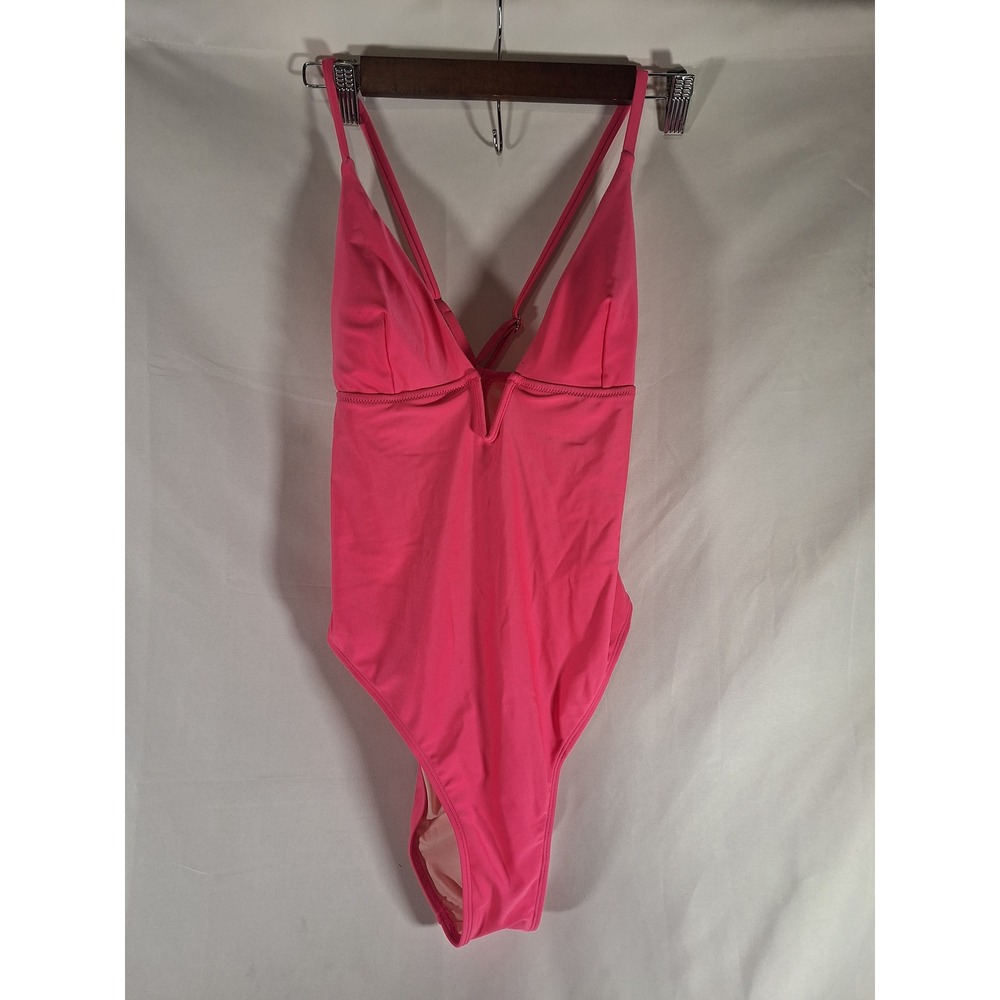 CupShe One Piece Swimsuit Strappy V Neck Hot Pink Bathing Suit Beach Summer